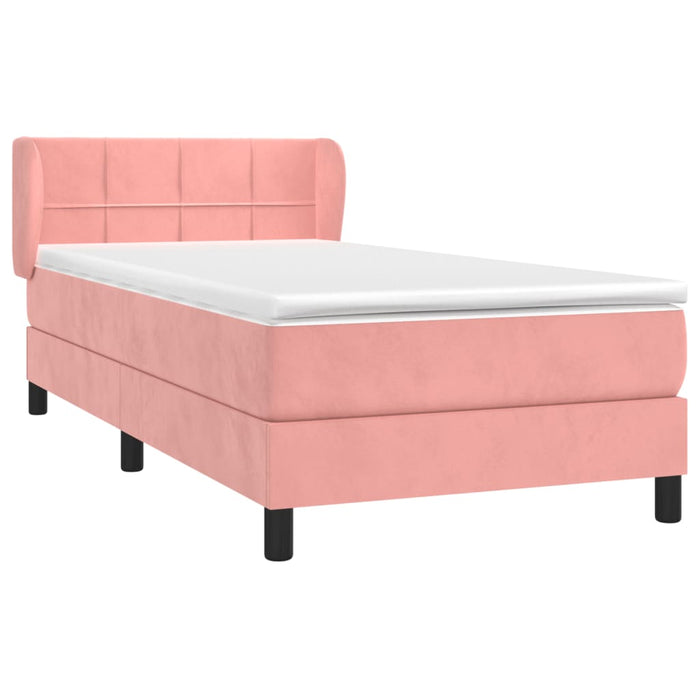 Pat box spring cu saltea, roz, 100x200 cm, catifea - WALTI WALTI