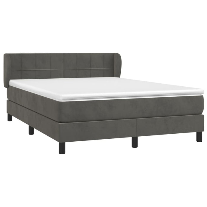 Pat box spring cu saltea, gri închis, 140x190 cm, catifea - WALTI WALTI