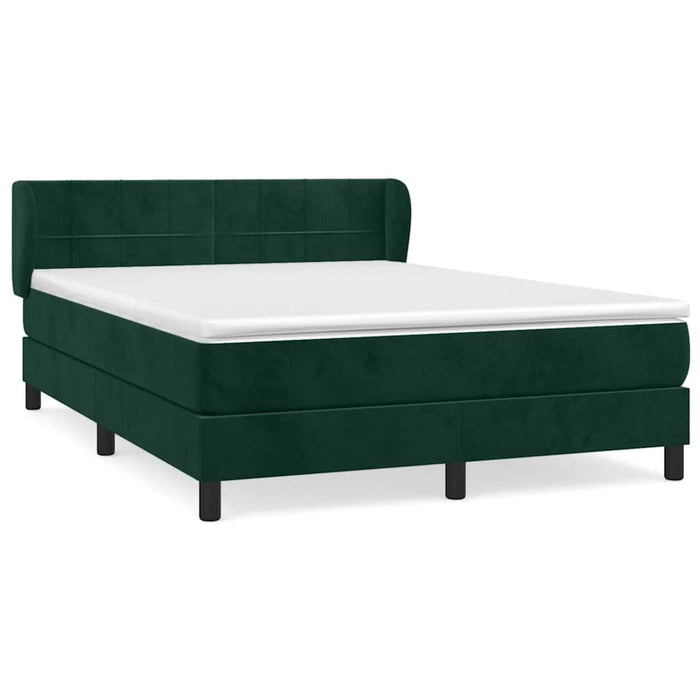 Pat box spring cu saltea, verde închis, 140x190 cm, catifea WALTI
