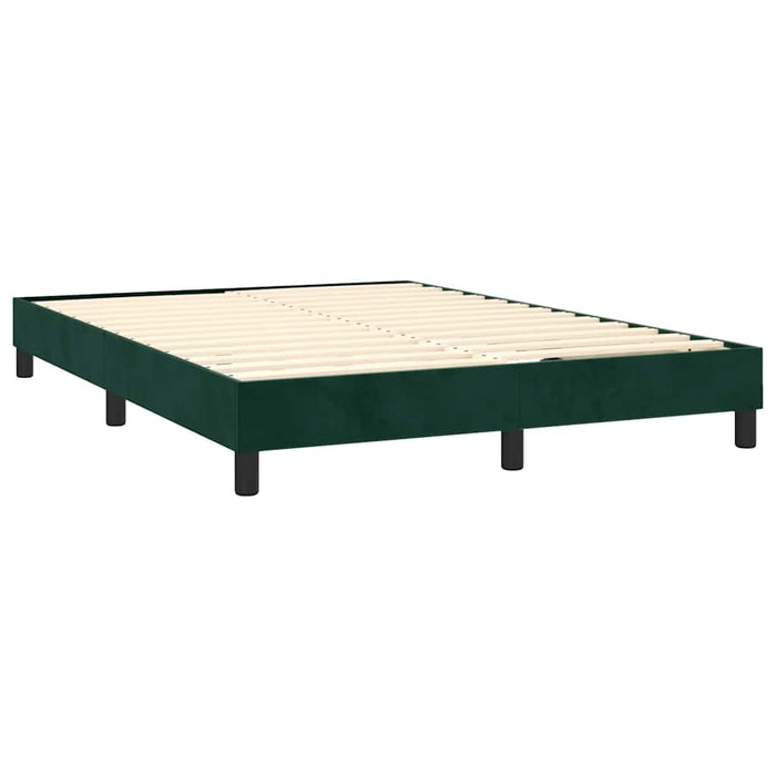 Pat box spring cu saltea, verde închis, 140x190 cm, catifea WALTI