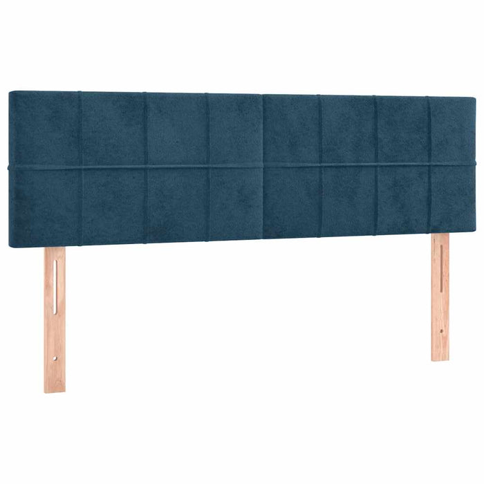 Pat box spring cu saltea, albastru închis, 140x190 cm, catifea WALTI