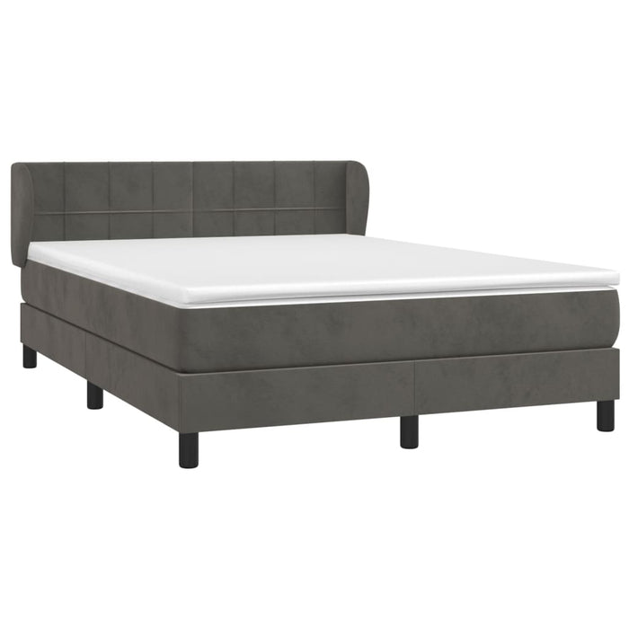 Pat box spring cu saltea, gri închis, 140x200 cm, catifea - WALTI WALTI