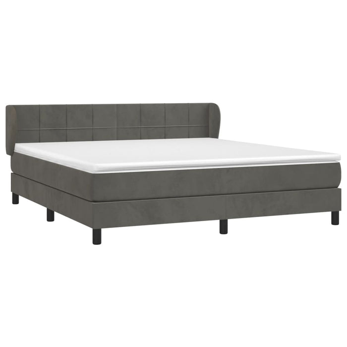 Pat box spring cu saltea, gri închis, 160x200 cm, catifea - WALTI WALTI