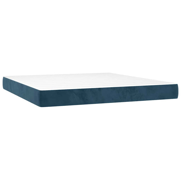 Pat box spring cu saltea, albastru închis, 180x200 cm, catifea - WALTI WALTI