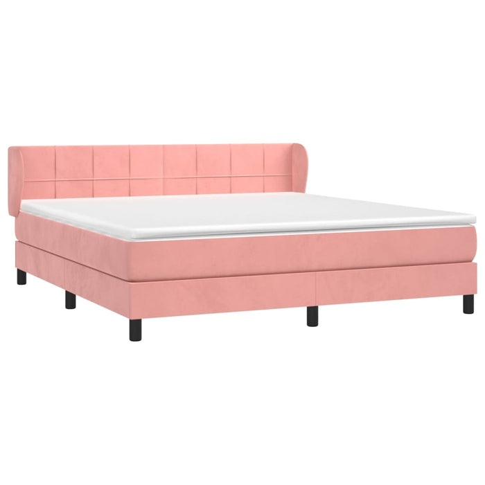 Pat box spring cu saltea, roz, 180x200 cm, catifea WALTI