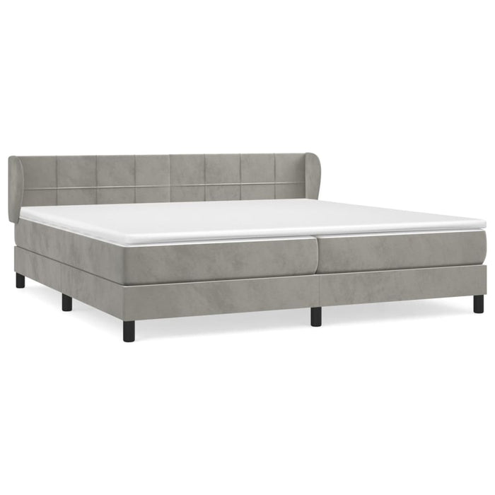 Pat box spring cu saltea, gri deschis, 200x200 cm, catifea - WALTI WALTI