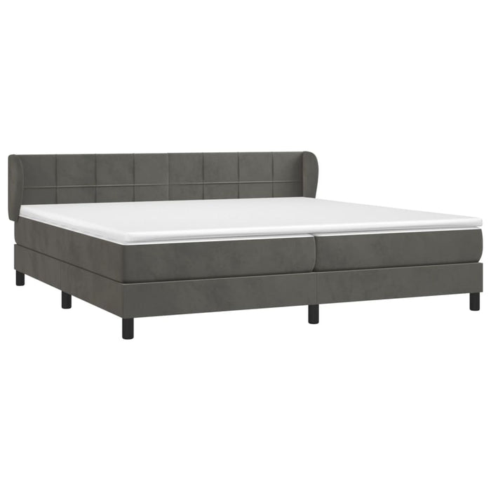 Pat box spring cu saltea, gri închis, 200x200 cm, catifea - WALTI WALTI