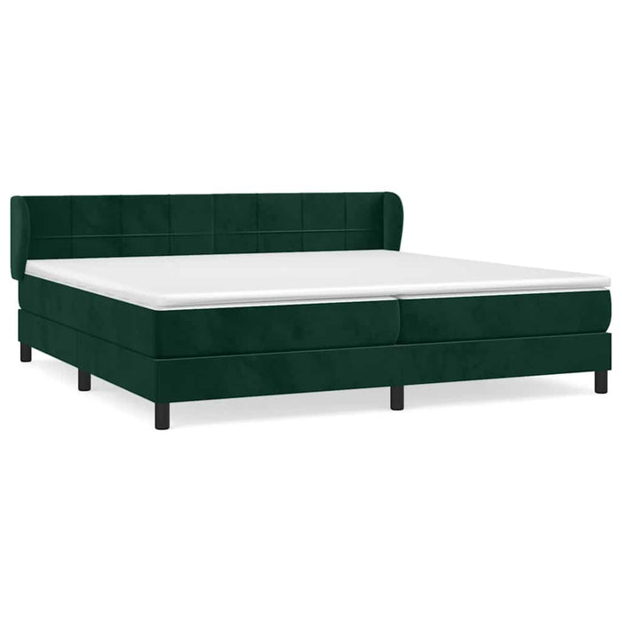 Pat box spring cu saltea, verde închis, 200x200 cm, catifea WALTI