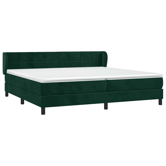 Pat box spring cu saltea, verde închis, 200x200 cm, catifea WALTI