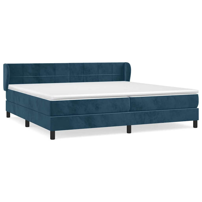 Pat box spring cu saltea, albastru închis, 200x200 cm, catifea WALTI
