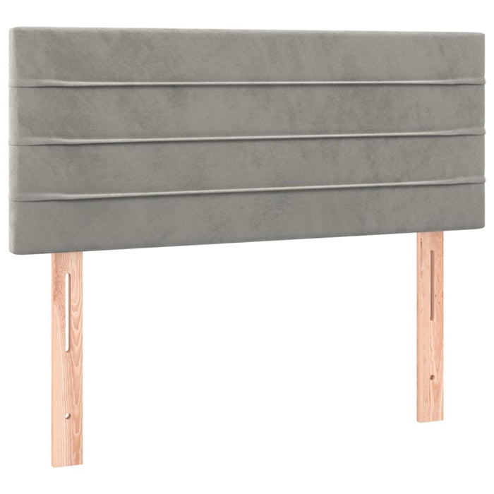 Pat continental cu saltea, gri deschis, 80x200 cm, catifea WALTI