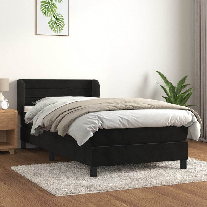 Pat box spring cu saltea, negru, 80x200 cm, catifea - WALTI WALTI