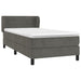 Pat box spring cu saltea, gri închis, 90x190 cm, catifea - WALTI WALTI