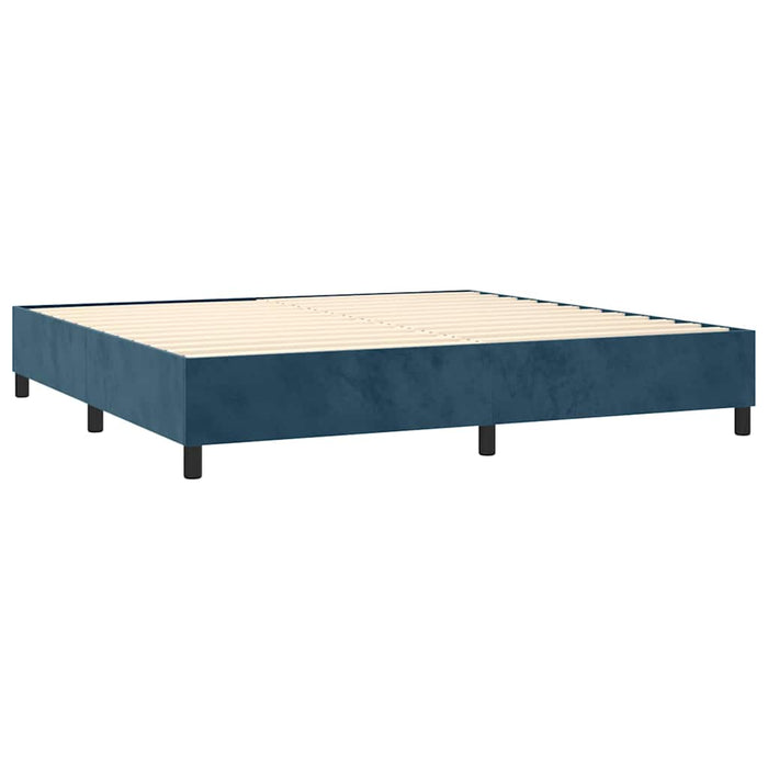 Pat box spring cu saltea, albastru închis, 90x190 cm, catifea - WALTI WALTI