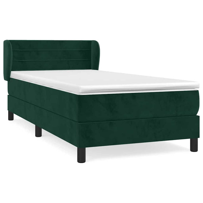 Pat box spring cu saltea, verde închis, 100x200 cm, catifea - WALTI WALTI
