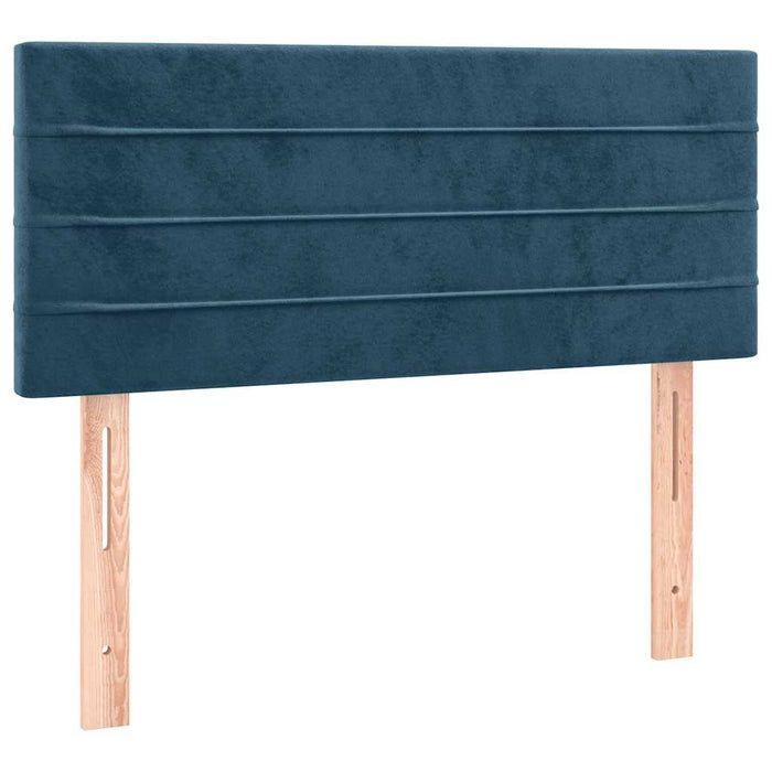 Pat box spring cu saltea, albastru închis, 100x200 cm, catifea WALTI