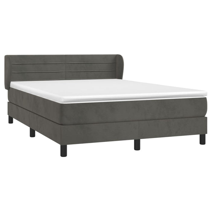 Pat box spring cu saltea, gri închis, 140x190 cm, catifea WALTI