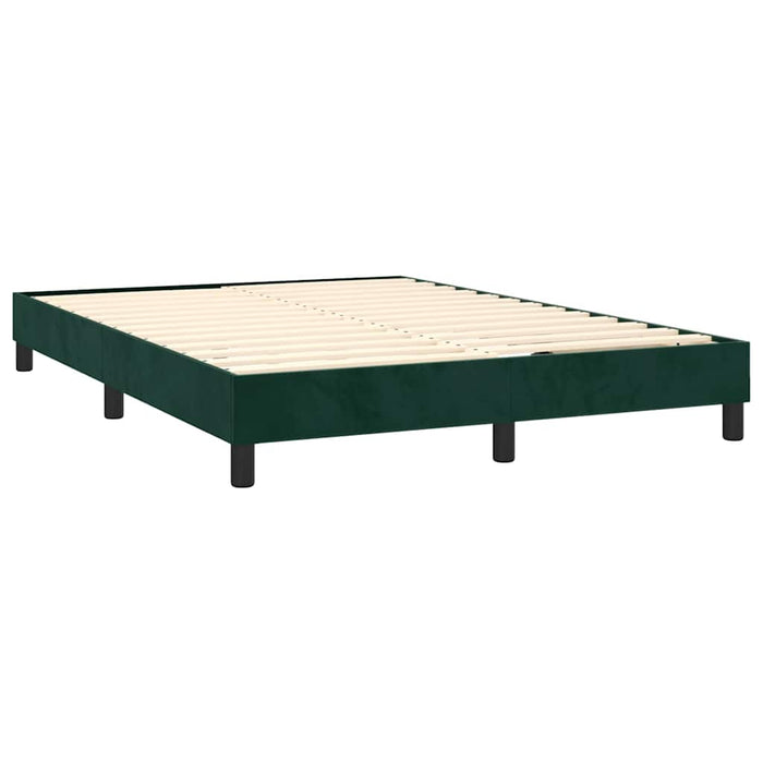 Pat box spring cu saltea, verde închis, 140x190 cm, catifea - WALTI WALTI