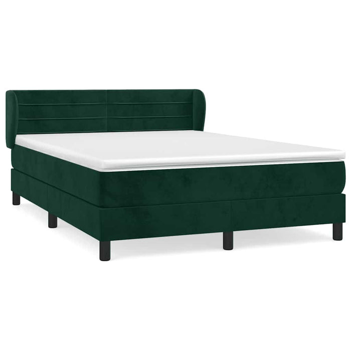 Pat box spring cu saltea, verde închis, 140x200 cm, catifea - WALTI WALTI