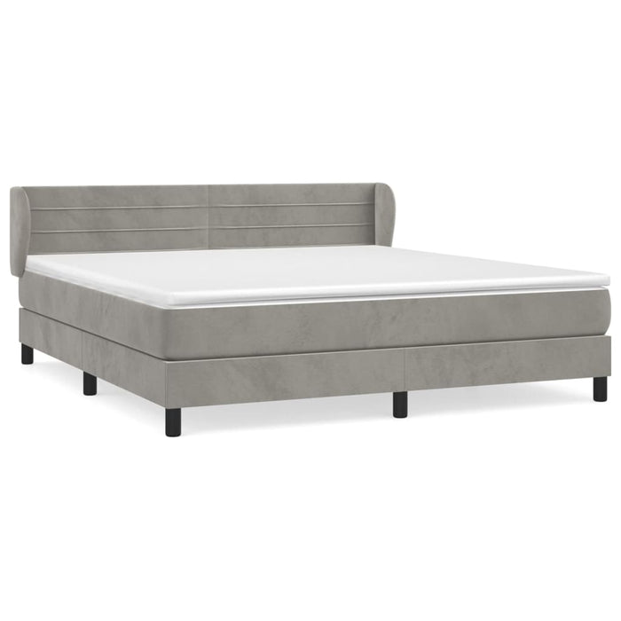 Pat box spring cu saltea, gri deschis, 160x200 cm, catifea - WALTI WALTI