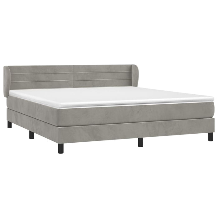 Pat box spring cu saltea, gri deschis, 160x200 cm, catifea - WALTI WALTI