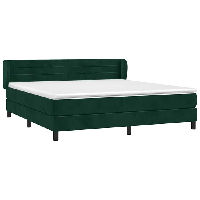 Pat box spring cu saltea, verde închis, 160x200 cm, catifea WALTI