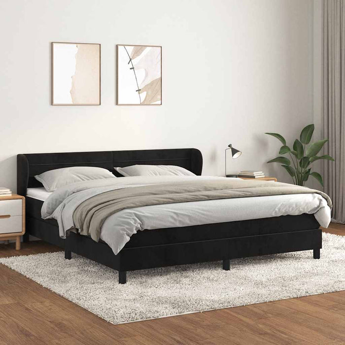 Pat box spring cu saltea, negru, 180x200 cm, catifea - WALTI WALTI
