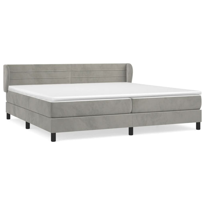 Pat box spring cu saltea, gri deschis, 200x200 cm, catifea - WALTI WALTI