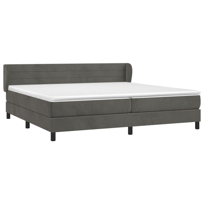 Pat box spring cu saltea, gri închis, 200x200 cm, catifea - WALTI WALTI