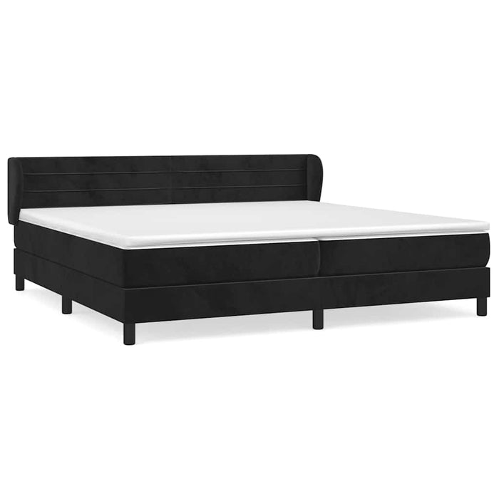 Pat box spring cu saltea, negru, 200x200 cm, catifea WALTI