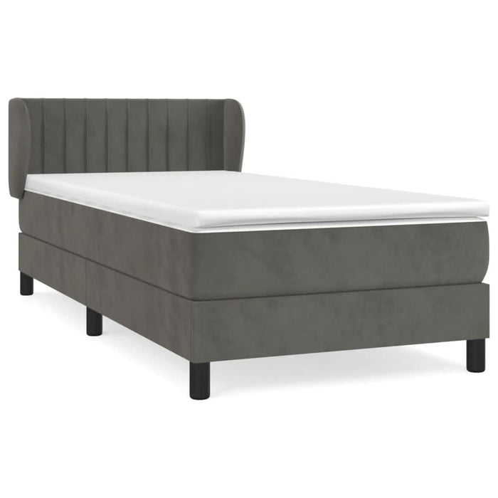 Pat box spring cu saltea, gri închis, 80x200 cm, catifea - WALTI WALTI