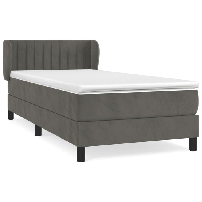 Pat box spring cu saltea, gri închis, 90x190 cm, catifea - WALTI WALTI