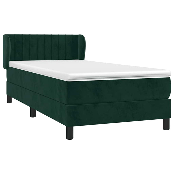 Pat box spring cu saltea, verde închis, 90x190 cm, catifea - WALTI WALTI