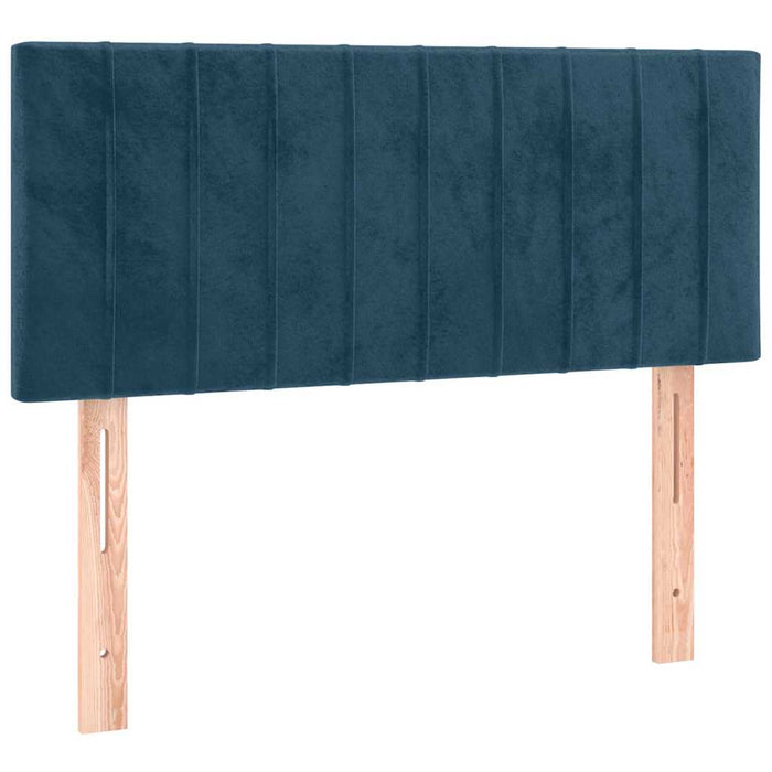 Pat box spring cu saltea, albastru închis, 90x190 cm, catifea WALTI