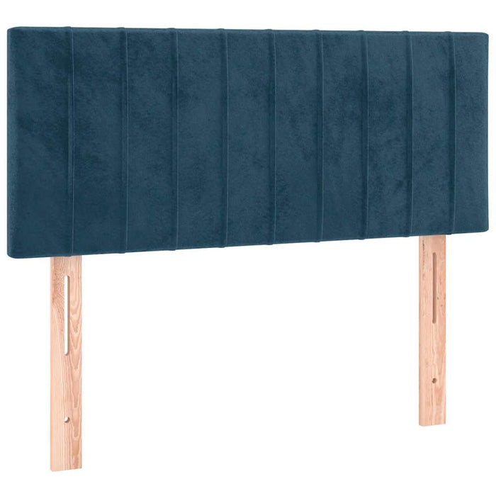 Pat box spring cu saltea, albastru închis, 100x200 cm, catifea WALTI