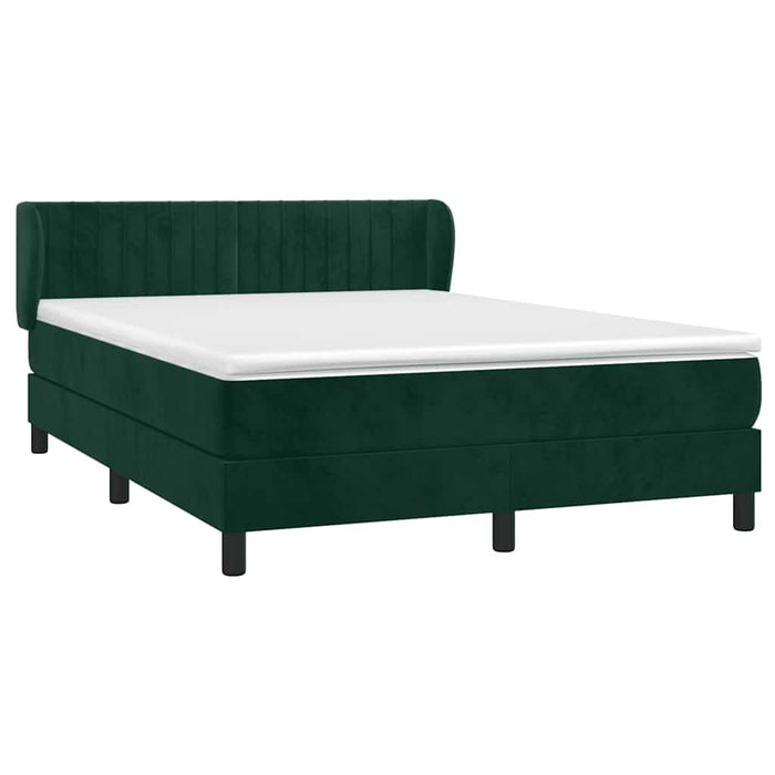 Pat box spring cu saltea, verde închis, 140x190 cm, catifea - WALTI WALTI