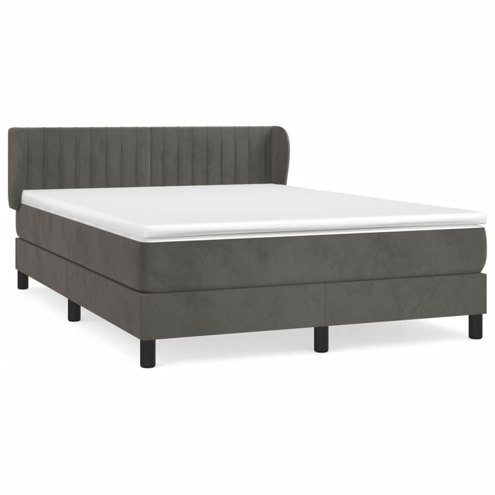 Pat box spring cu saltea, gri închis, 140x200 cm, catifea - WALTI WALTI