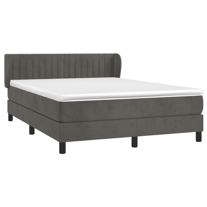Pat box spring cu saltea, gri închis, 140x200 cm, catifea - WALTI WALTI