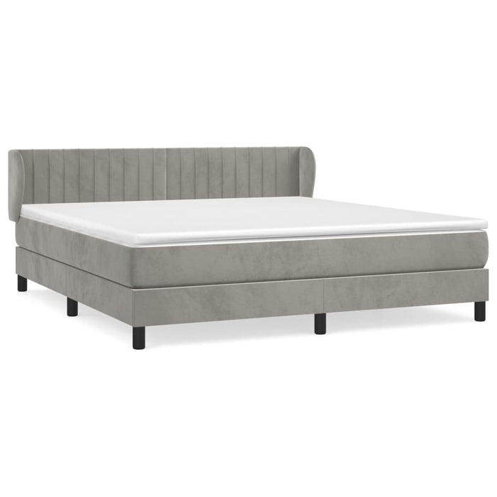 Pat box spring cu saltea, gri deschis, 160x200 cm, catifea - WALTI WALTI