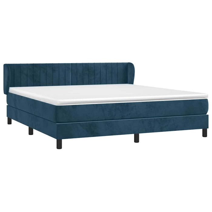 Pat box spring cu saltea, albastru închis, 160x200 cm, catifea - WALTI WALTI
