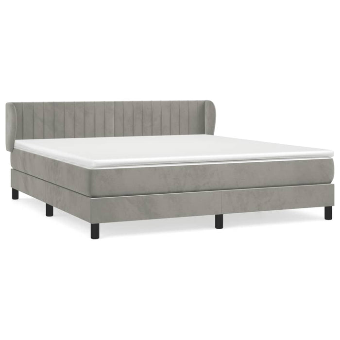 Pat box spring cu saltea, gri deschis, 180x200 cm, catifea - WALTI WALTI