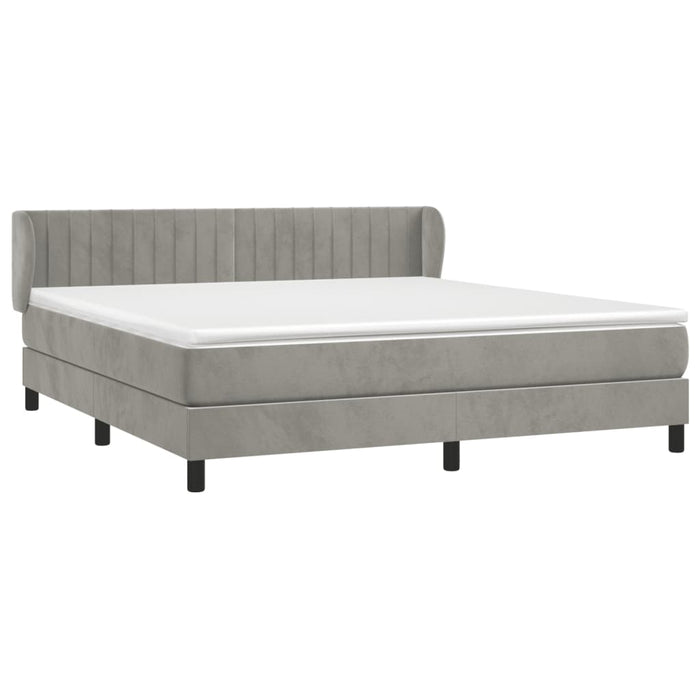 Pat box spring cu saltea, gri deschis, 180x200 cm, catifea - WALTI WALTI