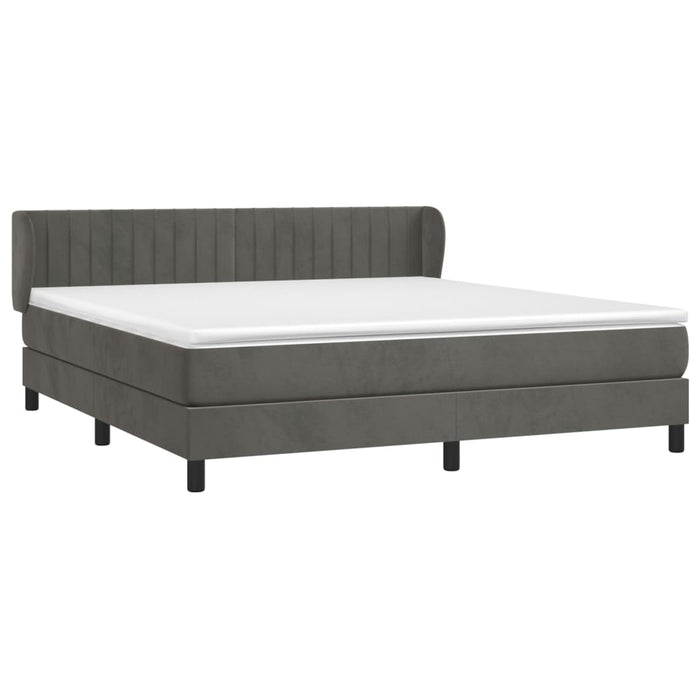 Pat box spring cu saltea, gri închis, 180x200 cm, catifea - WALTI WALTI