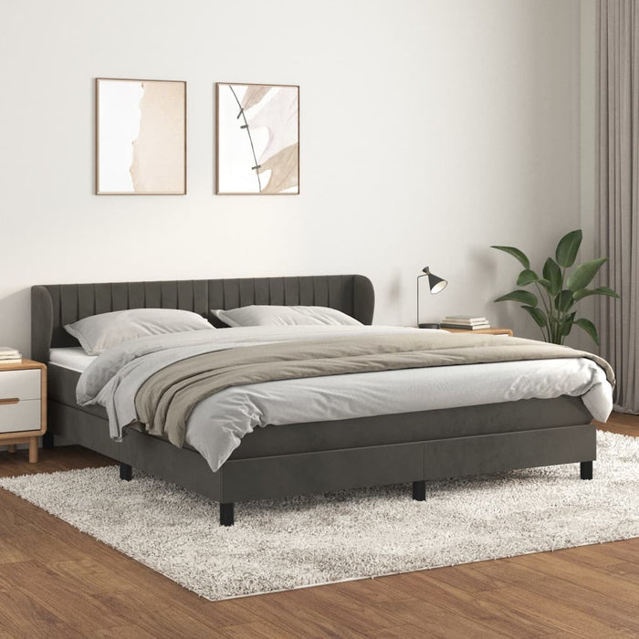 Pat box spring cu saltea, gri închis, 180x200 cm, catifea - WALTI WALTI