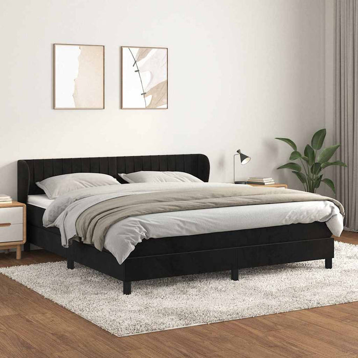 Pat box spring cu saltea, negru, 180x200 cm, catifea - WALTI WALTI