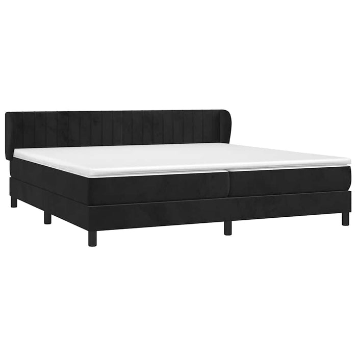 Pat box spring cu saltea, negru, 200x200 cm, catifea WALTI
