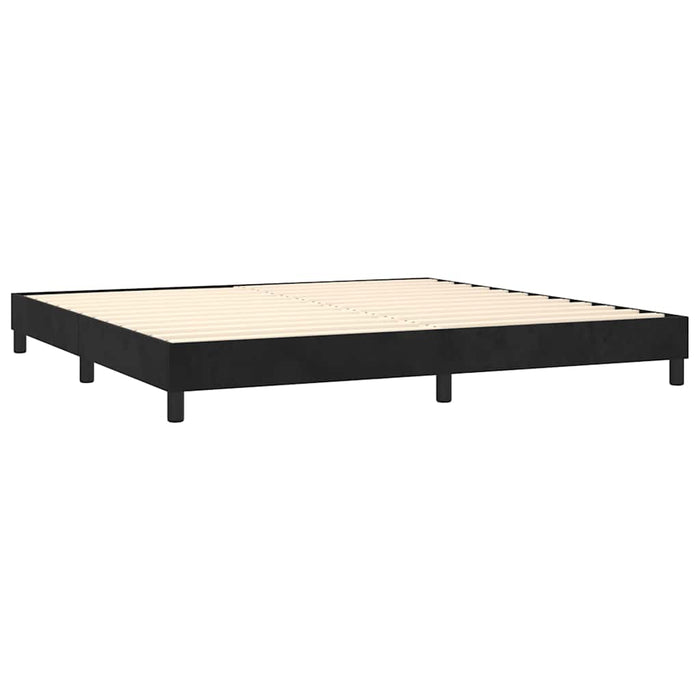 Pat box spring cu saltea, negru, 200x200 cm, catifea WALTI
