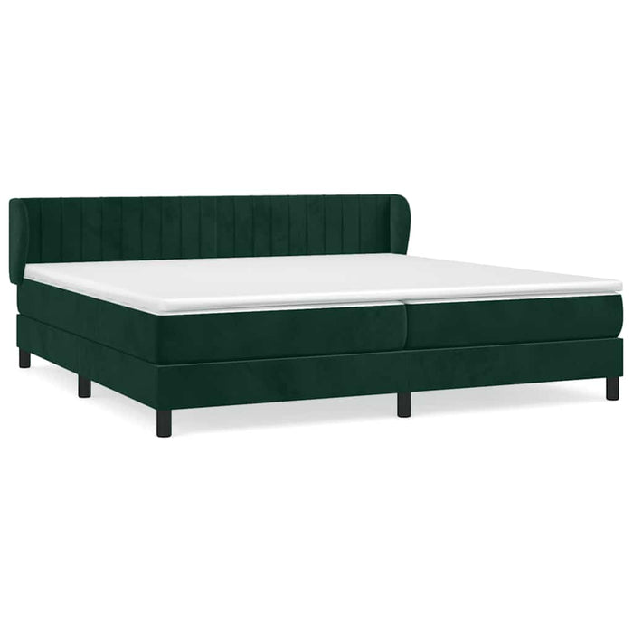 Pat box spring cu saltea, verde închis, 200x200 cm, catifea WALTI