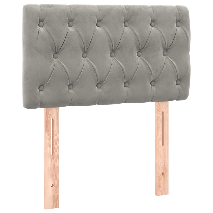 Pat continental cu saltea, gri deschis, 80x200 cm, catifea WALTI
