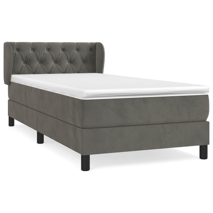 Pat box spring cu saltea, gri închis, 80x200 cm, catifea - WALTI WALTI
